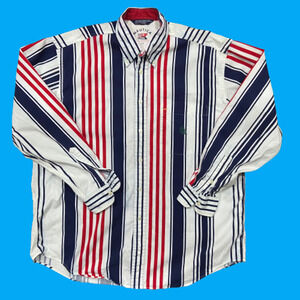 Nautica Vintage 90s Striped USA Red White Blue Men's Size Large